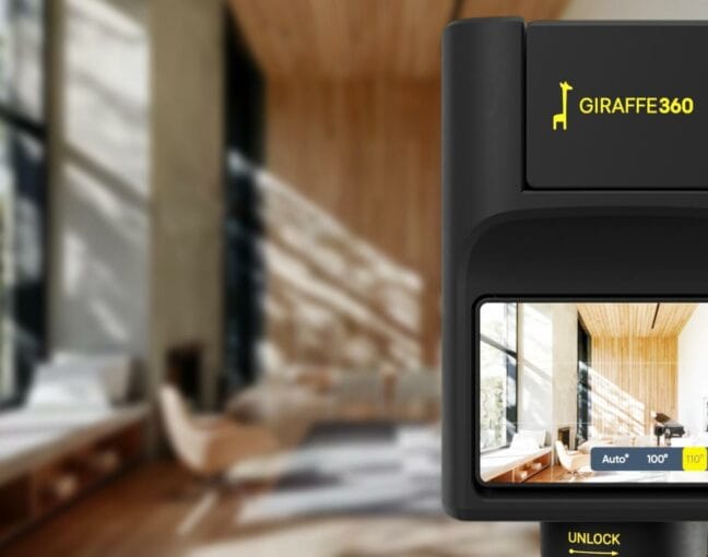 Giraffe360 camera facing a living room